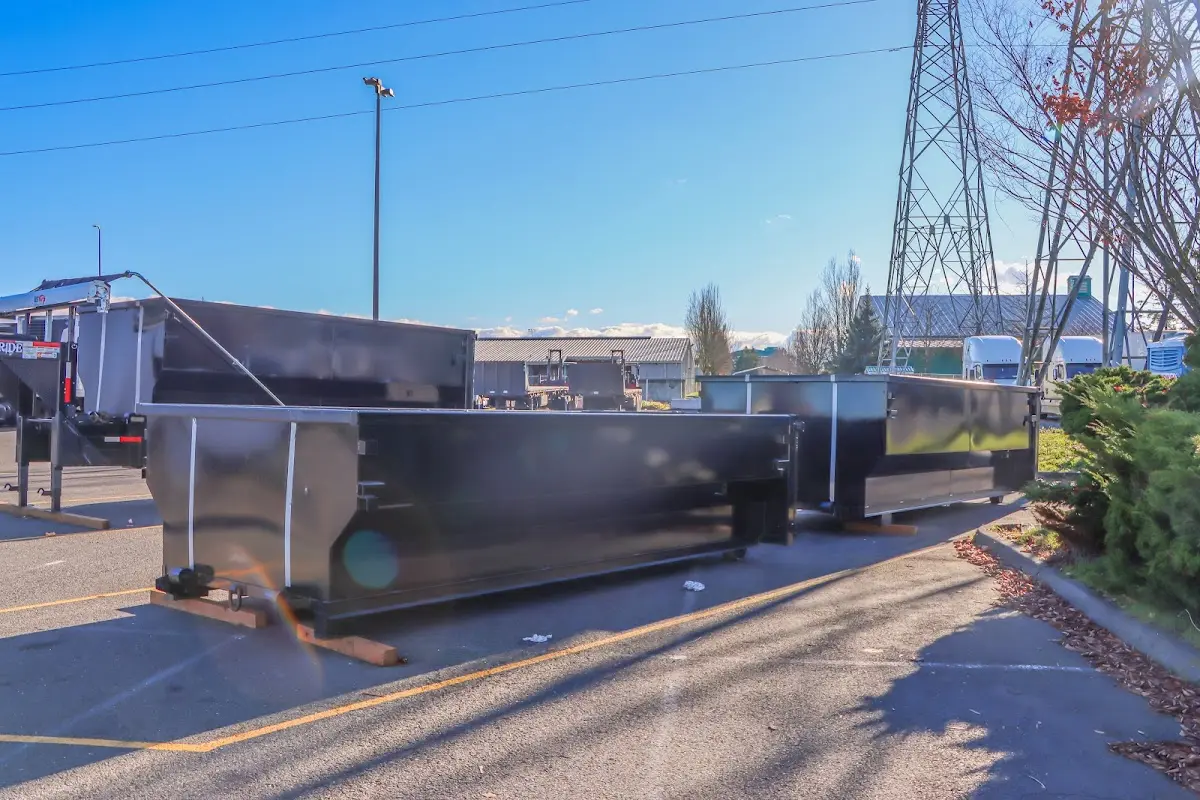 Roll-off dumpster ready for waste disposal at job site for Construction Dumpster Rental in Milpitas